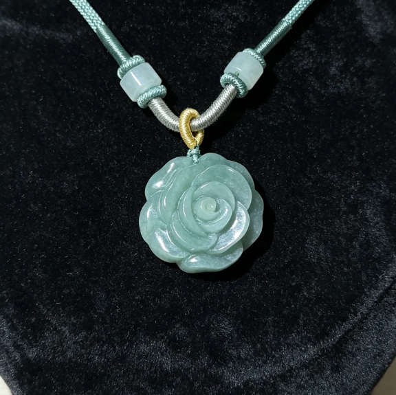 Hand-carved 3D rose pendant