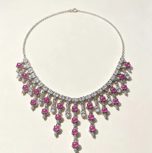 Pink Gemstone Evening Necklace