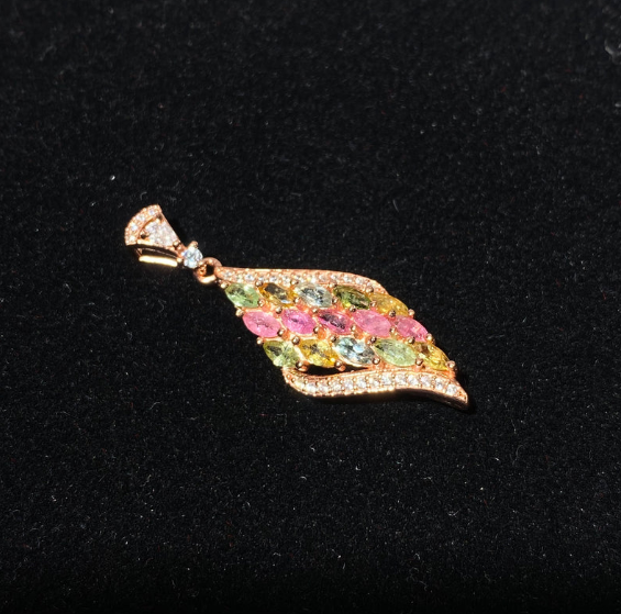 Rainbow Tourmaline Wing Pendant