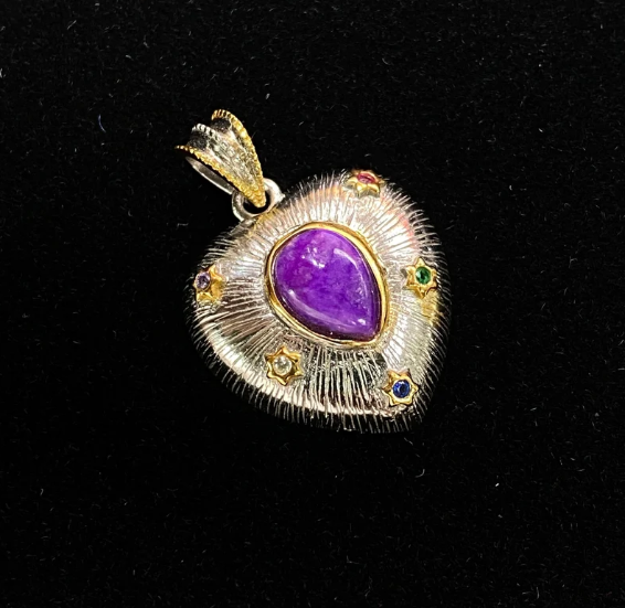 Natural Sugilite Heart-Shaped Pendant