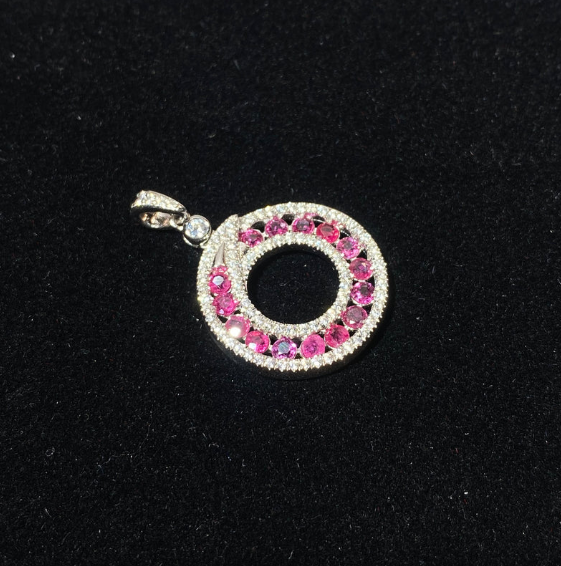 Round pink tourmaline pendant